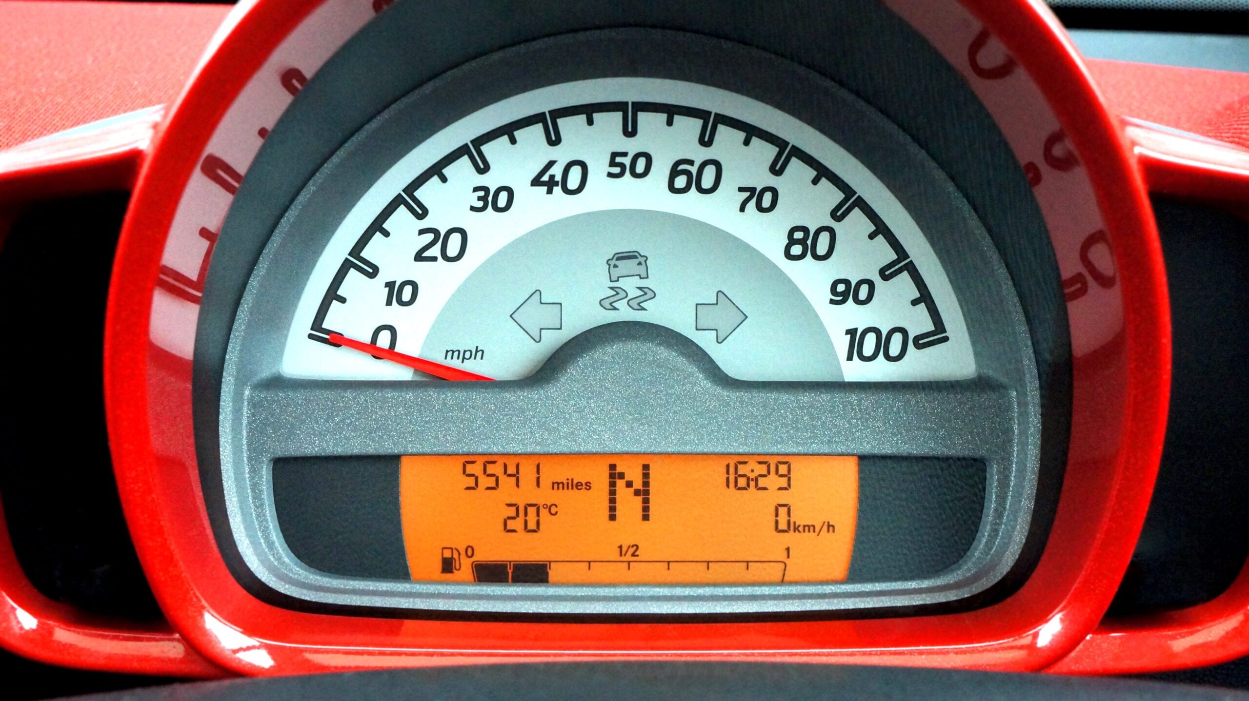 Closeup of a car odometer